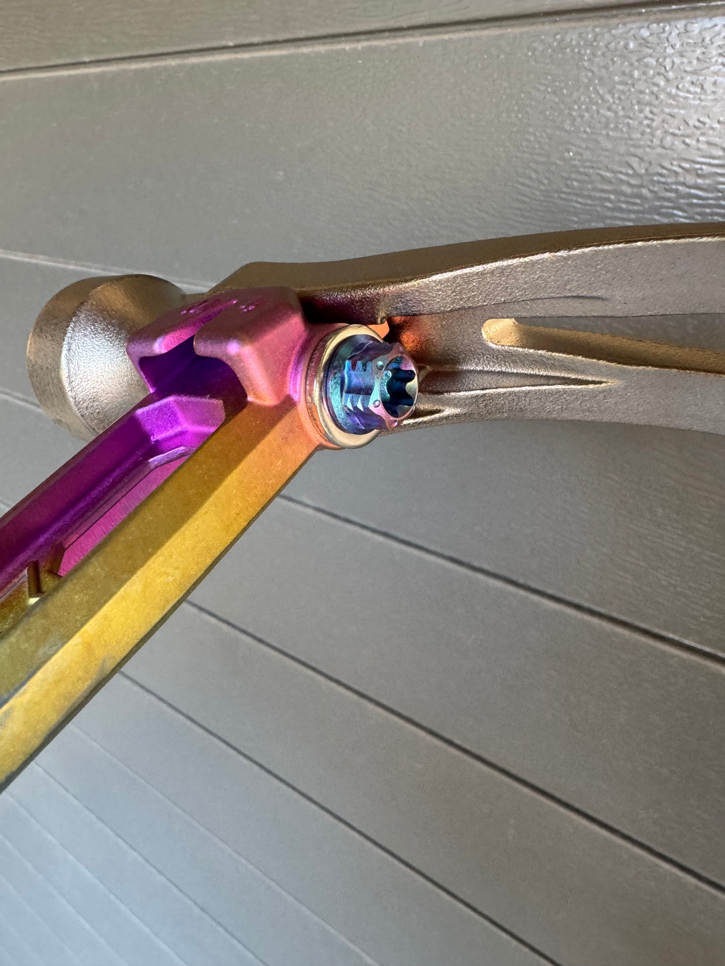 Martinez M1 zinc plated head, m4 anodized rainbow handle Special Edition 1 of 1