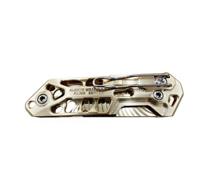 Alien Brass Flip Knife Reaper Version 2 with blade storage (no blades included)