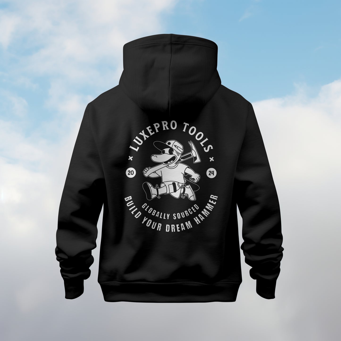 LuxeProTools Premium Black Hoodie with Mascot