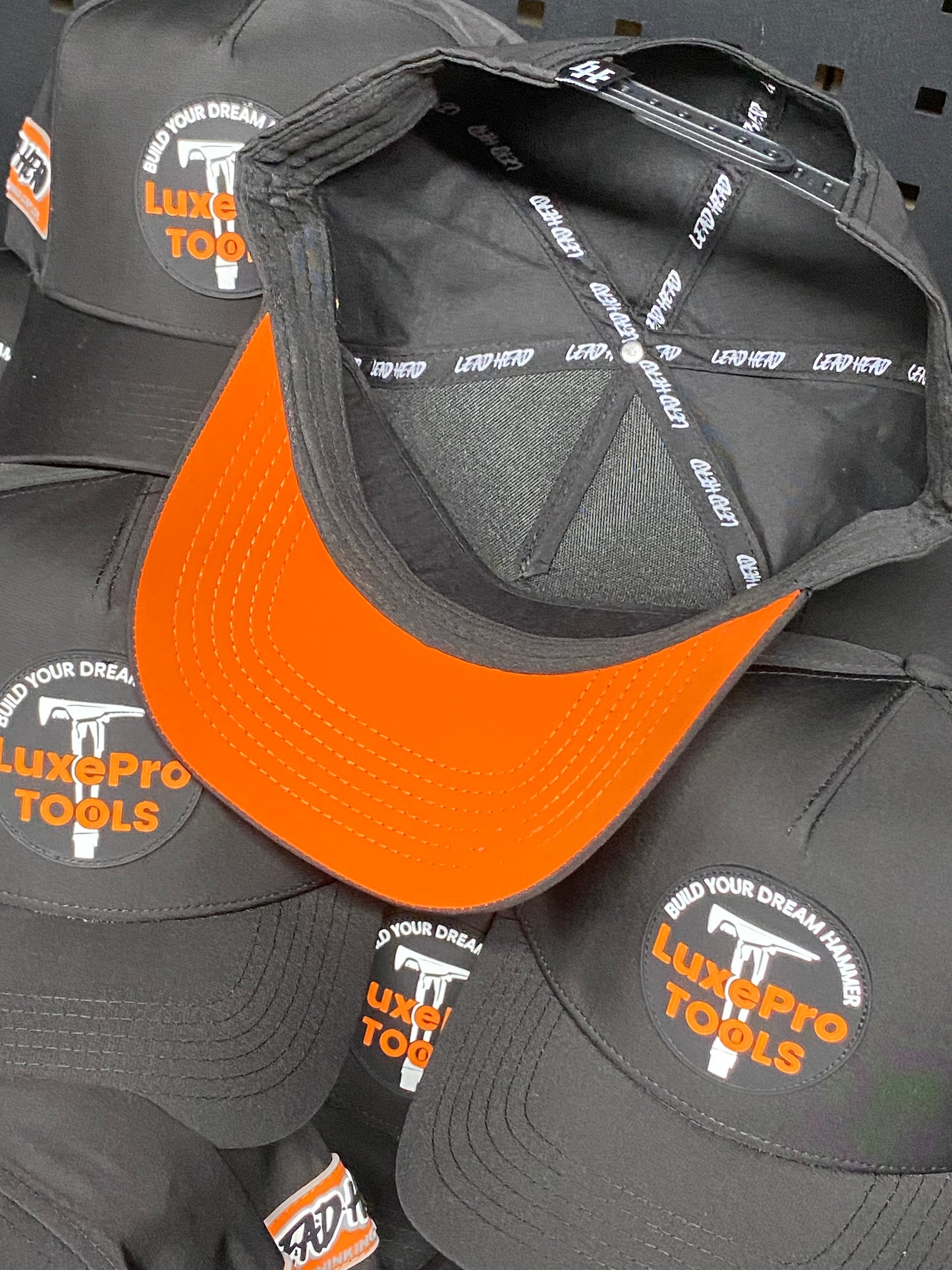 Now Holds 2 pencils! Tradie Hat in Black and Orange.